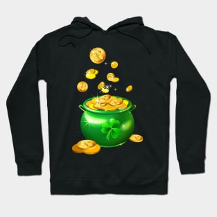 St. Patrick`s Day shiny green pot Hoodie